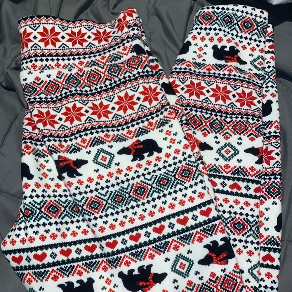 Fleece-lined Sweater Print Leggings